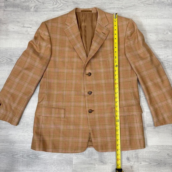 Ermenegildo Zegna Single Breasted Brown Plaid Tartan Blazer 100% Wool - Picture 12 of 17